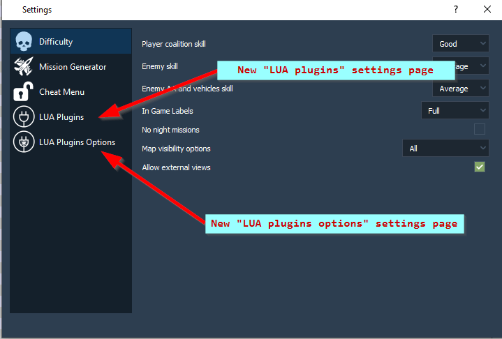 New settings pages New settings pages