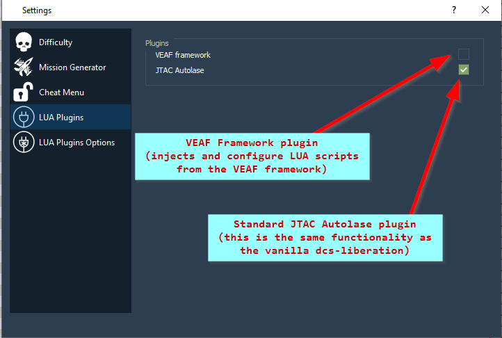 LUA Plugins settings page LUA Plugins settings page